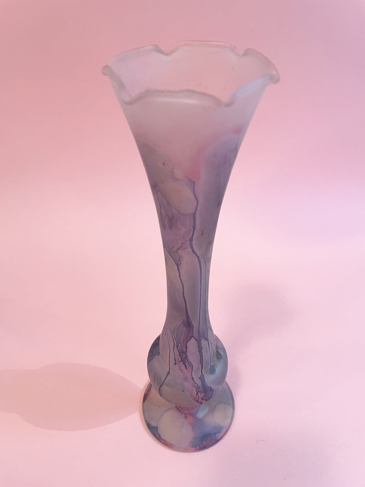 Vintage Hand Painted Frosted Glass Vase
