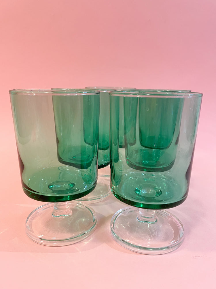 Vintage Green Cocktail Glasses
