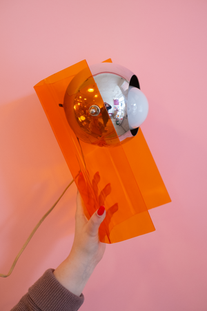 Vintage Orange Plexi / Chrome Eyeball Lamp
