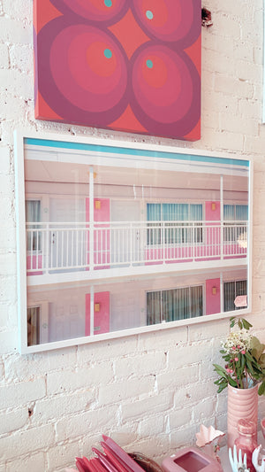 Vintage Style Pinky Motel Framed Print
