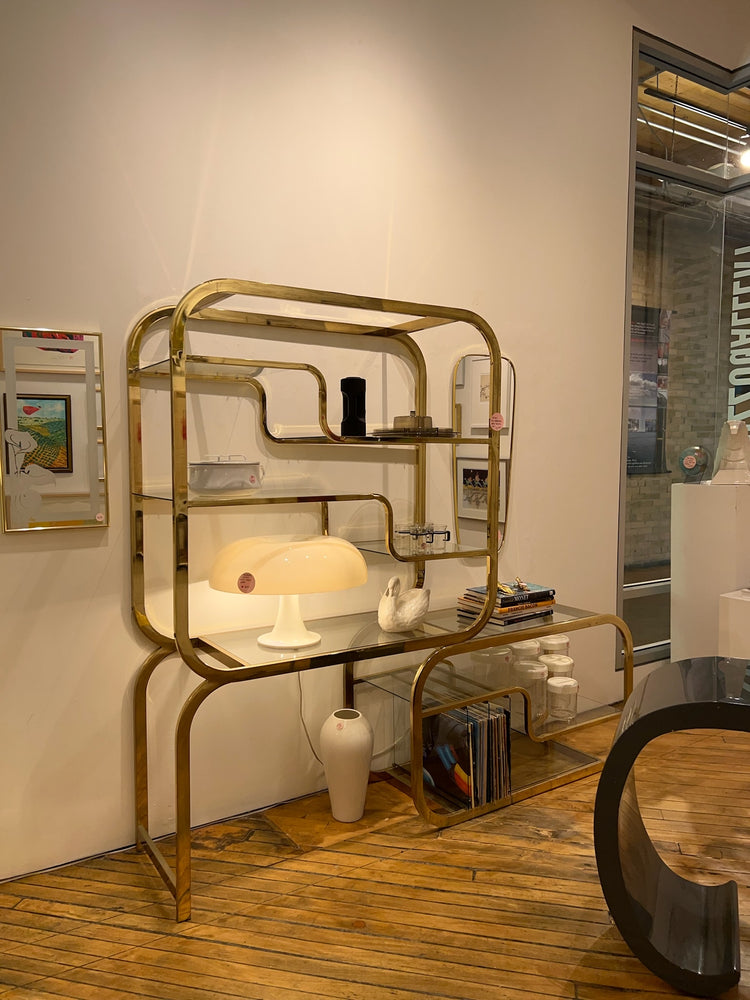 
            
                Load image into Gallery viewer, Milo Baughman Brass Shelving Unit
            
        