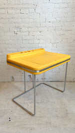 Vintage 1970's Space Age Molded Yellow Plastic and Tubular Desk