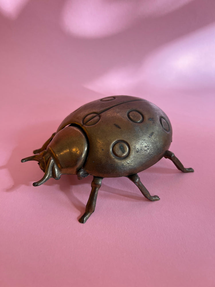 
            
                Load image into Gallery viewer, Vintage Lady Bug Brass Ashtray
            
        