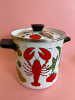 Vintage San Ignacio Nantucket Enamel Lobster and Veggies Pot