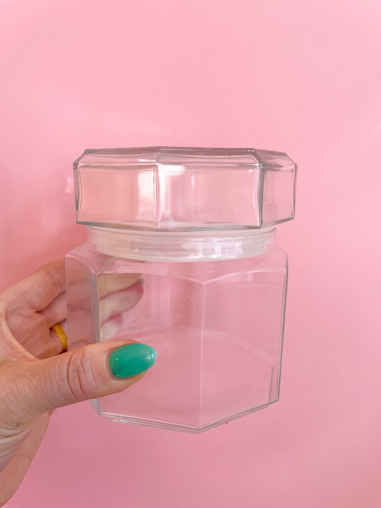 Vintage Octagonal Glass Stash Jar