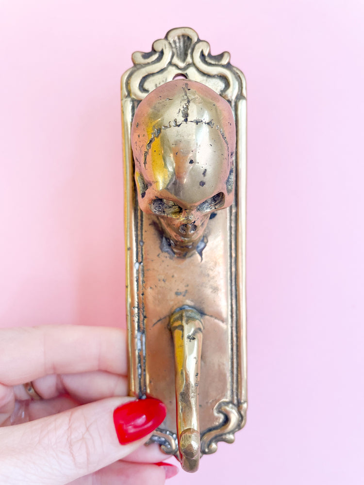Vintage Brass Skull Hook