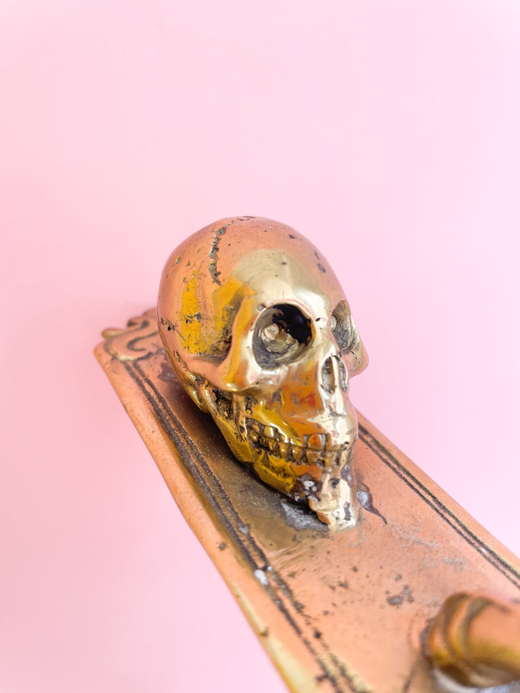 Vintage Brass Skull Hook