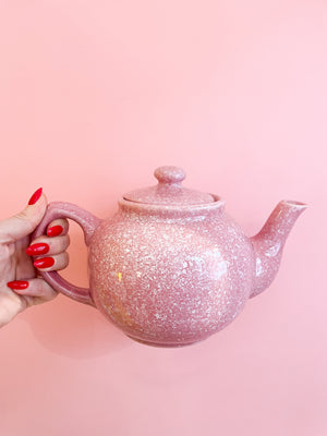 Vintage Pink Speckled Teapot