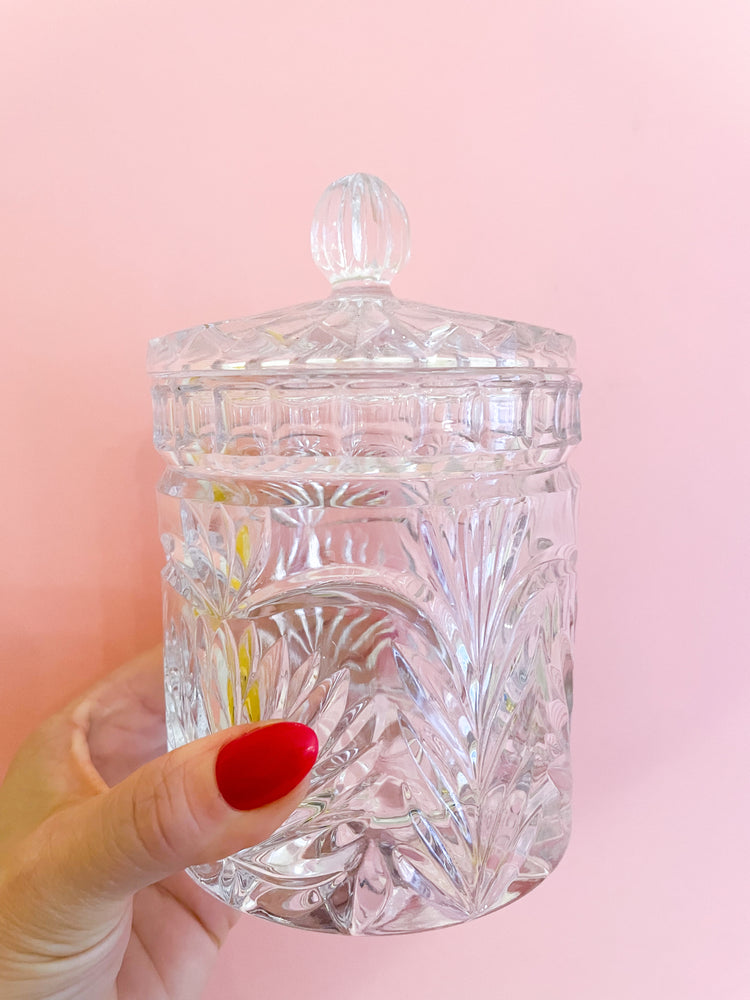 Vintage Crystal Stash Jar with Lid