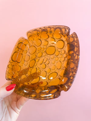 
            
                Load image into Gallery viewer, Vintage Amber Glass Bubble Ashtray
            
        