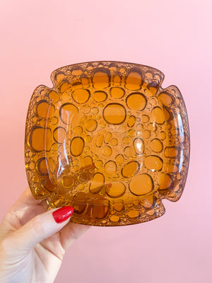Vintage Amber Glass Bubble Ashtray