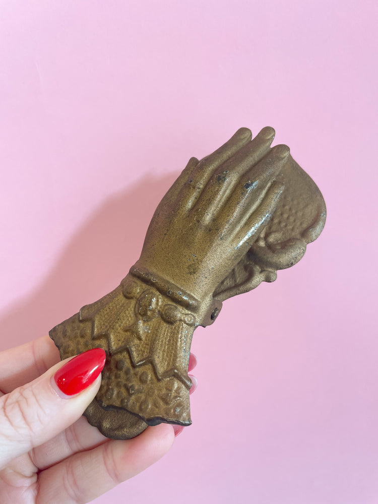 Vintage Large Brass Hand Clip