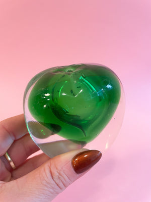 
            
                Load image into Gallery viewer, Vintage Green Glass Heart Vase
            
        