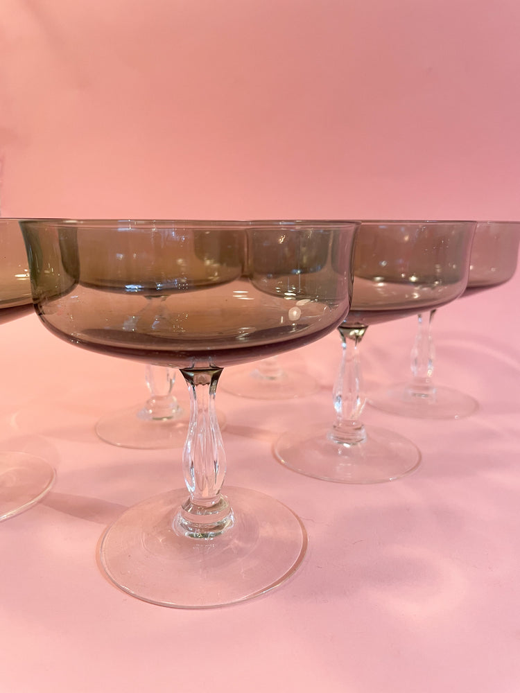 
            
                Load image into Gallery viewer, Vintage Smoked Glass Coupes
            
        