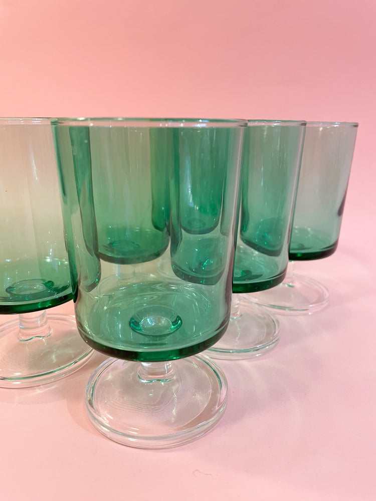 Vintage Green Cocktail Glasses