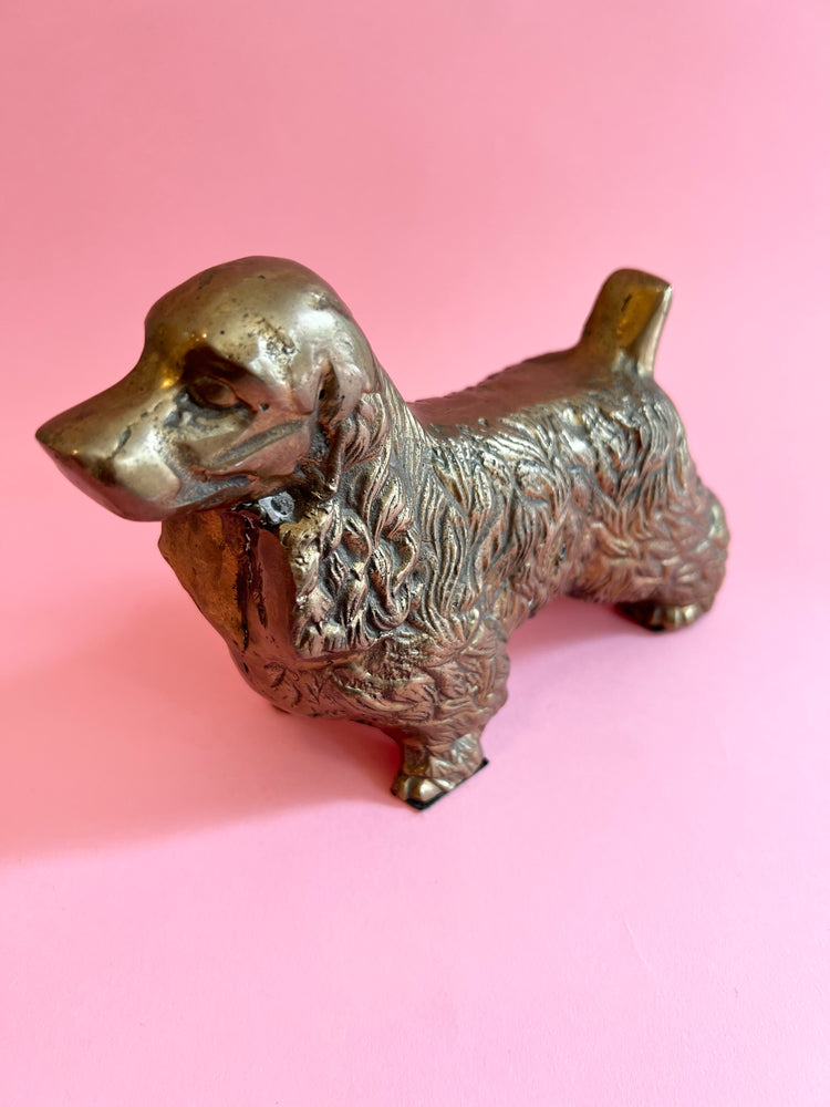 Vintage Brass Cocker Spaniel Dog Figurine