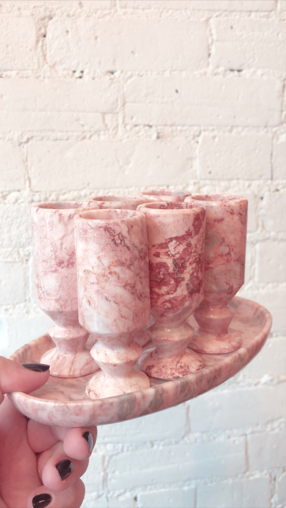 
            
                Load image into Gallery viewer, Vintage Pink Marble Shot Set
            
        