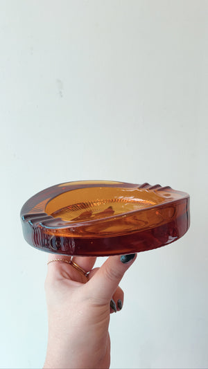 1960's Amber Glass Ashtray