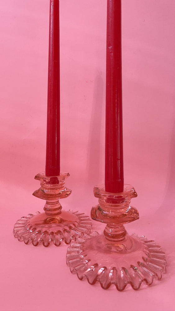 
            
                Load image into Gallery viewer, Vintage Depression Glass Candle Holders
            
        