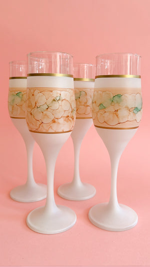 Vintage 1980's Frosted Champagne Glasses