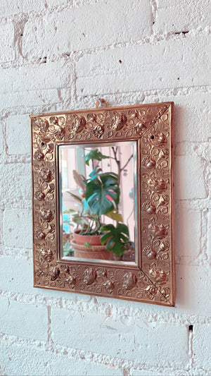 
            
                Load image into Gallery viewer, Vintage Brass Hammered Rose Mirror
            
        