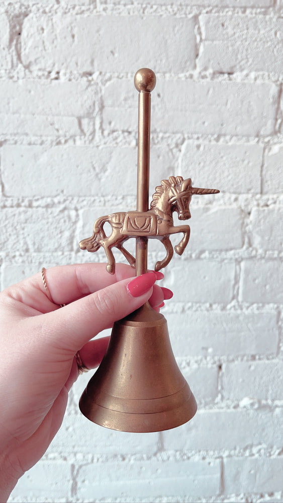 Vintage Brass Carousel Unicorn Bell