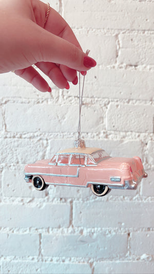 
            
                Load image into Gallery viewer, Mid Century Pink Cadillac Christmas Decoration
            
        