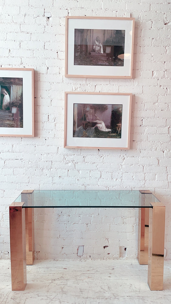 
            
                Load image into Gallery viewer, Vintage Cidue Brass and Glass Console
            
        