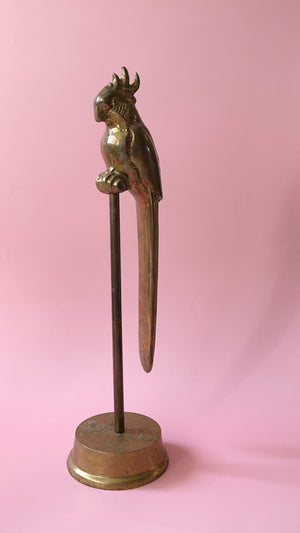 Vintage Brass Cockatoo/ Parrot On Perch