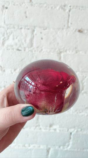 Rose Lucite Paperweight
