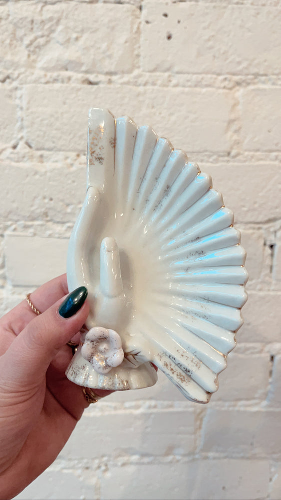 
            
                Load image into Gallery viewer, Vintage Ceramic Hand Fan Dish
            
        