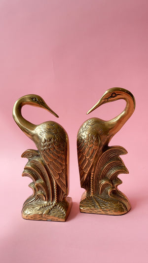 
            
                Load image into Gallery viewer, Vintage Brass Heron Bookends
            
        