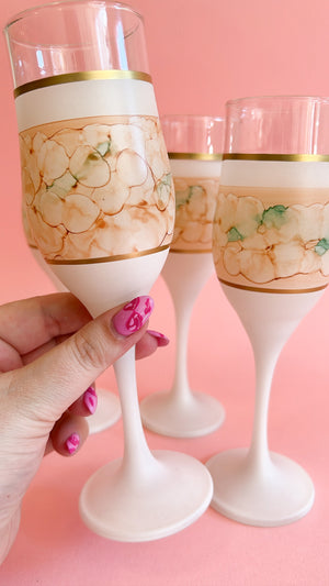 Vintage 1980's Frosted Champagne Glasses