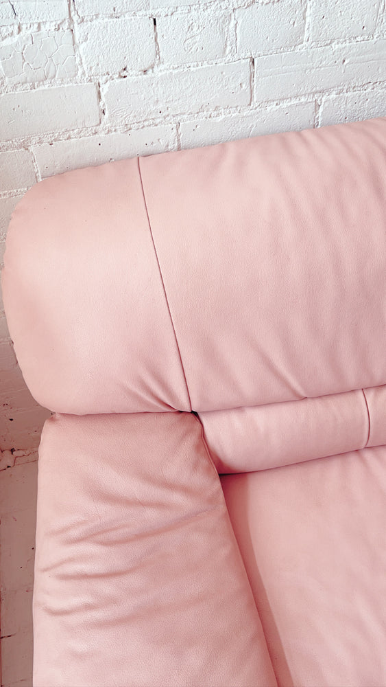 Vintage Pink Leather Sofa