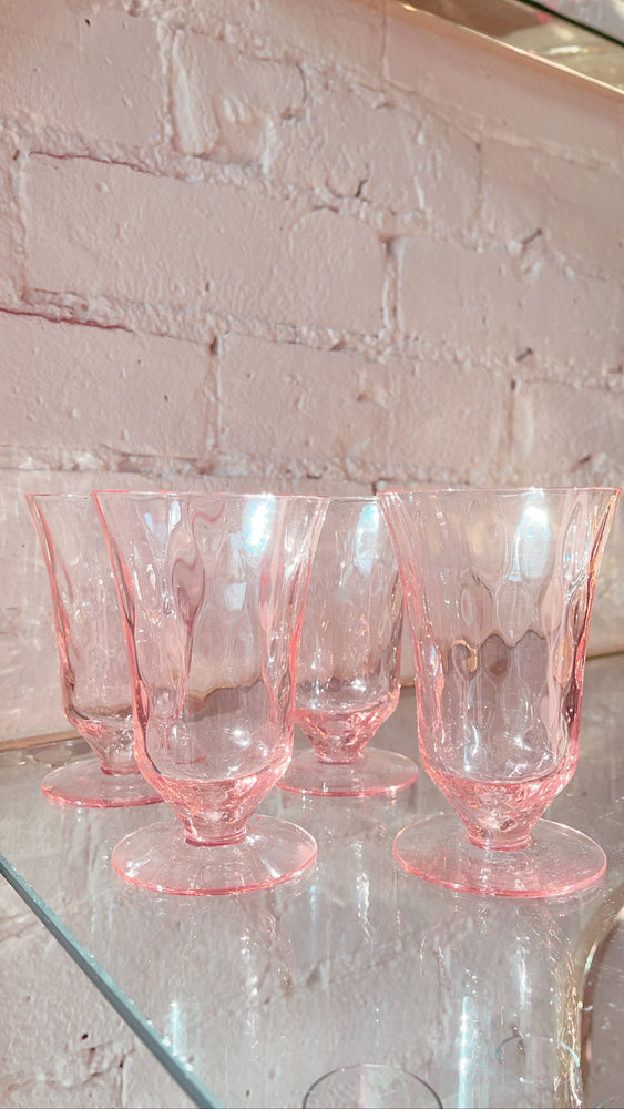 
            
                Load image into Gallery viewer, Pink Depression Glass Ripple Glasses (Set of 4)
            
        