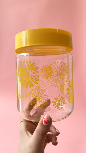 
            
                Load image into Gallery viewer, Vintage Corning Glass Daisy Canister/Stash Jar
            
        