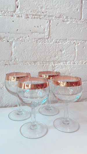 
            
                Load image into Gallery viewer, Vintage Gold Rimmed Wine Glasses
            
        
