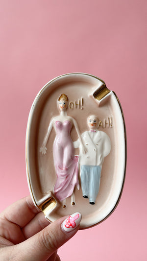 
            
                Load image into Gallery viewer, Vintage 1950&amp;#39;s Naughty Double Sided Ashtray
            
        
