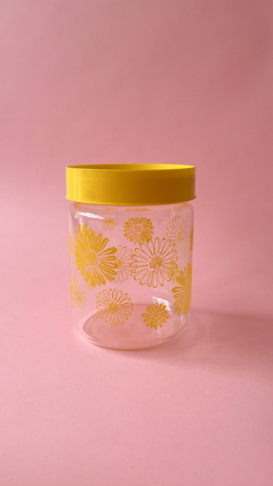 
            
                Load image into Gallery viewer, Vintage Corning Glass Daisy Canister/Stash Jar
            
        
