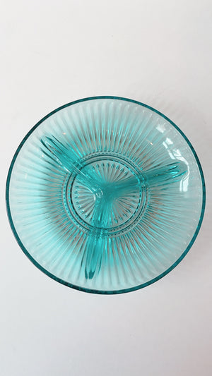 
            
                Load image into Gallery viewer, Vintage Teal Depression Glass Dish
            
        