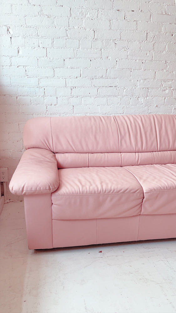Vintage Pink Leather Sofa