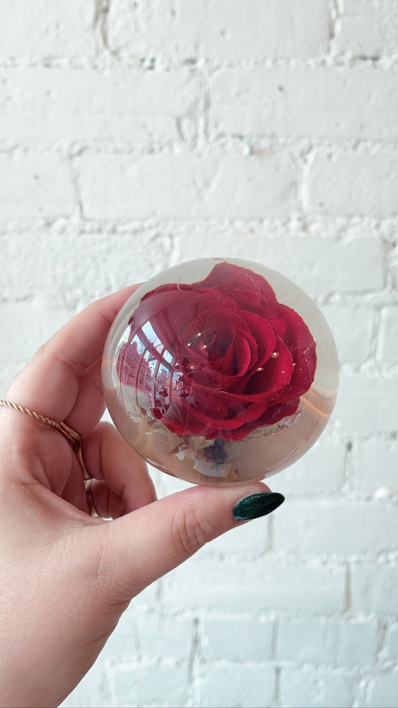 Rose Lucite Paperweight