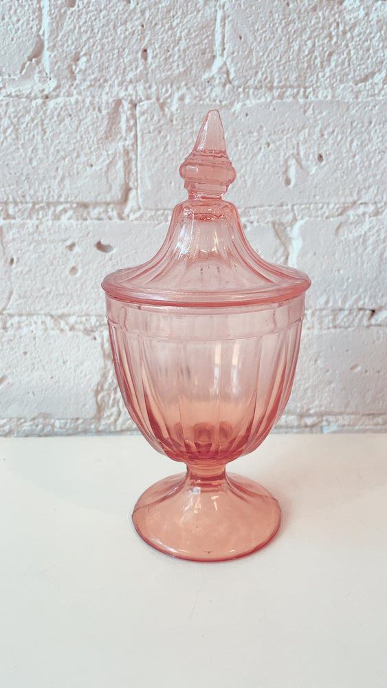 
            
                Load image into Gallery viewer, Vintage Depression Glass Candy Dish with Lid
            
        