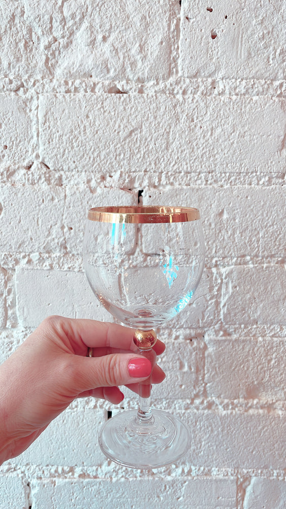 
            
                Load image into Gallery viewer, Vintage Gold Rimmed Wine Glasses
            
        
