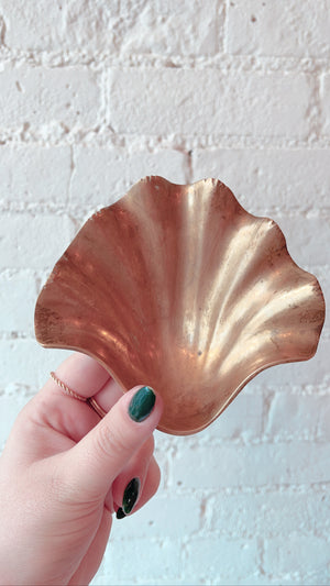 Vintage Brass Shell Dish with Feet
