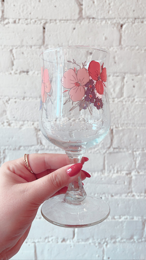 Vintage Crystal  Floral Wine Glasses