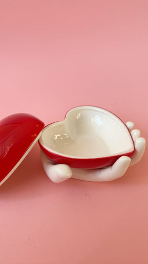 Vintage Ceramic Hand & Heart Jar