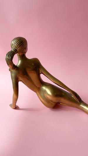 Vintage Brass Lounging Nude Lady