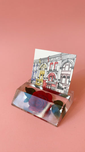
            
                Load image into Gallery viewer, Vintage Lucite Rose Card Holder
            
        