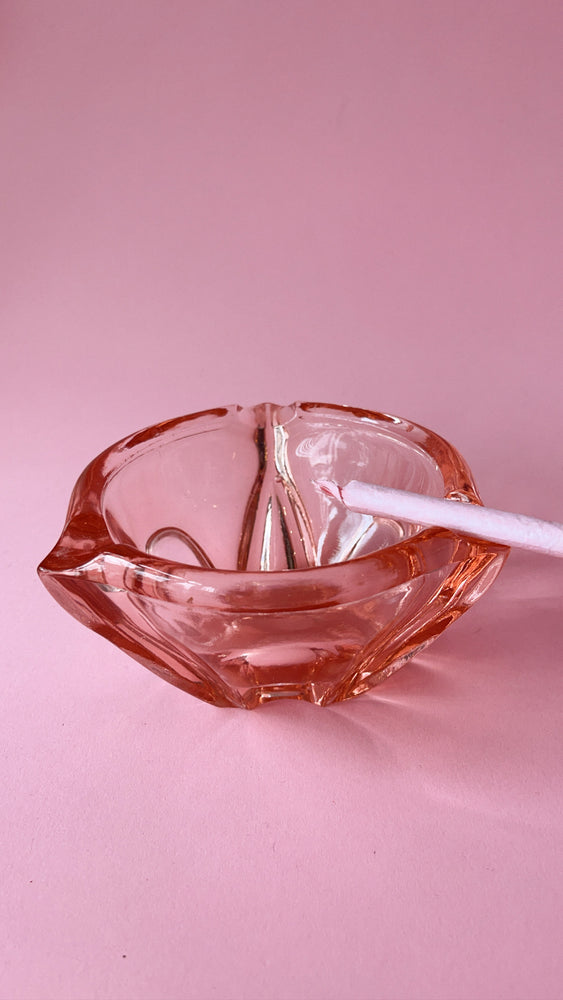 Vintage Pink Glass Ashtray